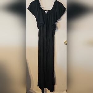 Time and Tru Black Puff Sleeve Maxi Sundress